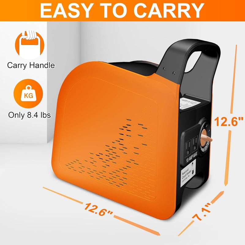 Puligoth Portable Blower Fan for Home: High Velocity Floor Fans for Cooling and Drying - Air Mover with 185° Rotating for Bedroom, Garage, Shop and Gym, 3 Speeds Utility Fan with 2 AC Outlets, Orange - Image 3